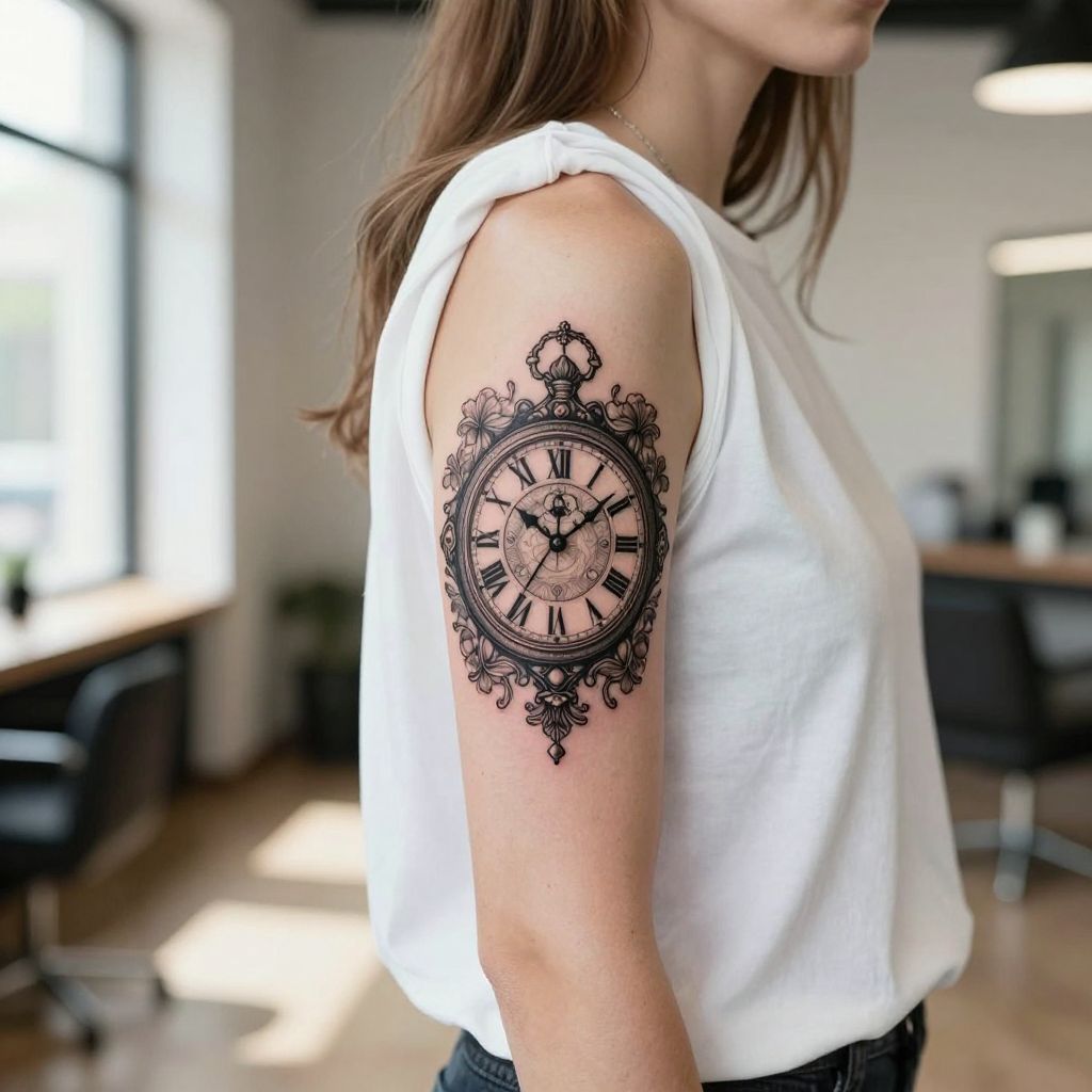 Roman or Vintage Clocks Tattoo