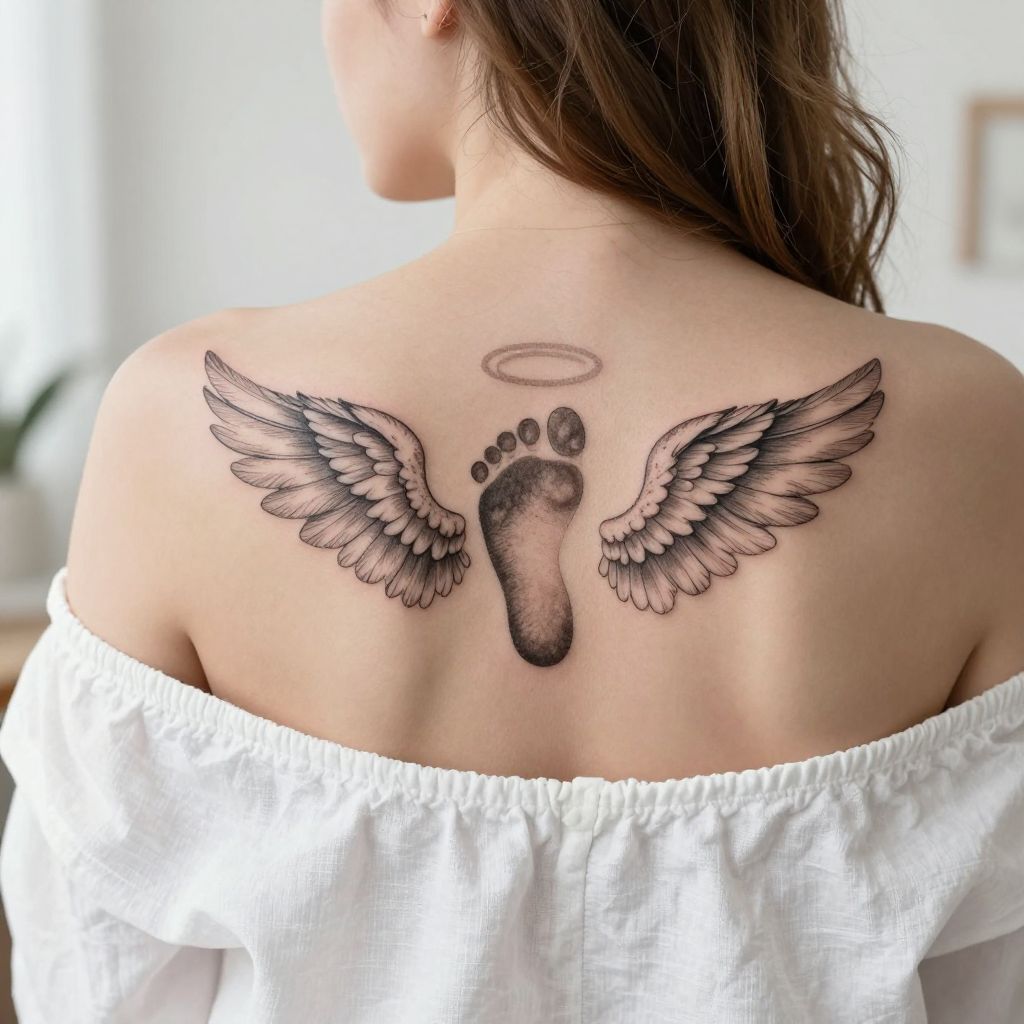 Baby Footprint with Angel Wings
