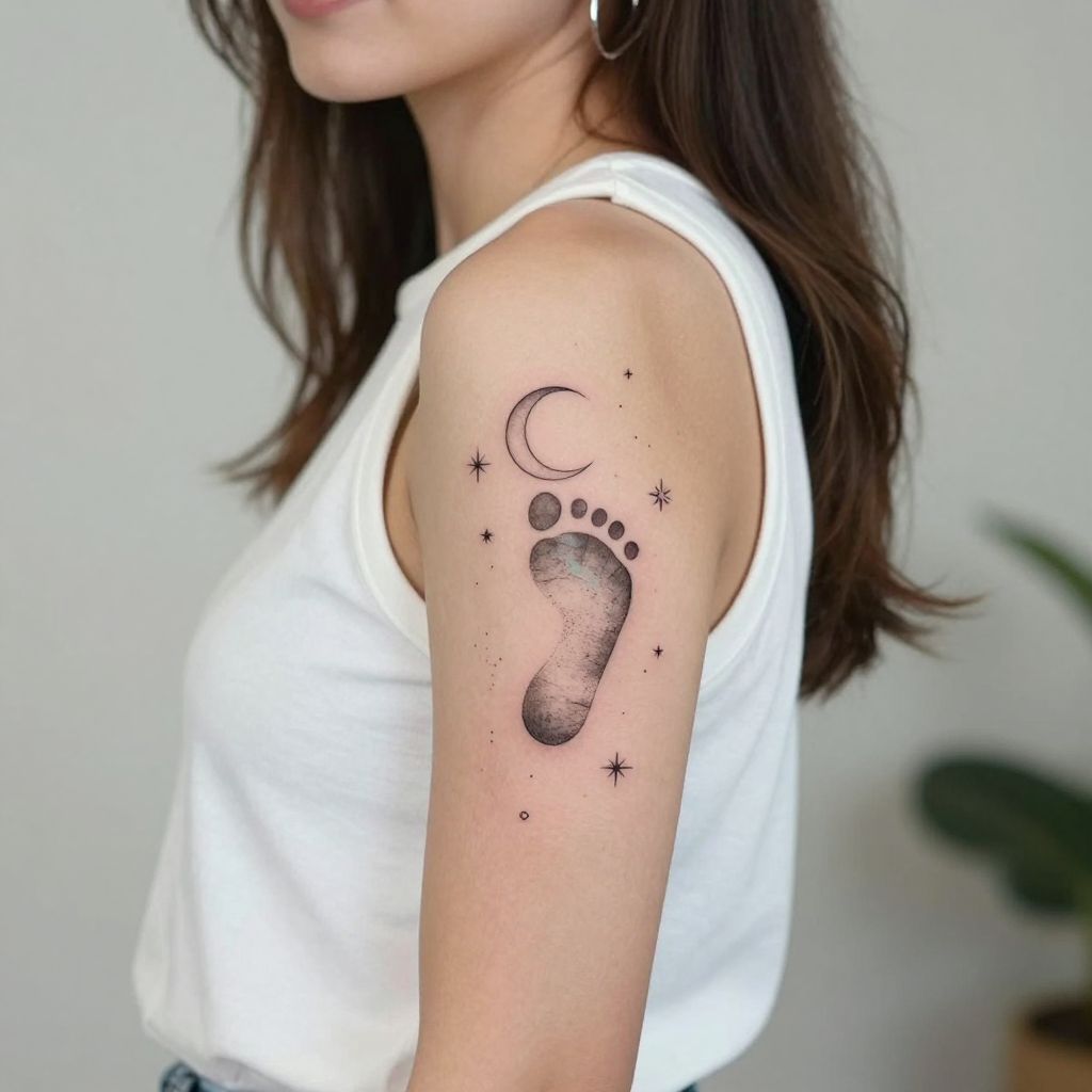 Baby Footprint with Stars and Moon