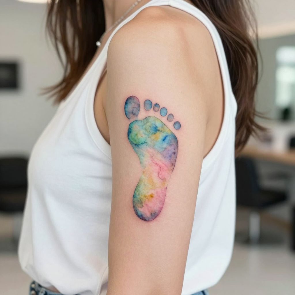 Watercolor Baby Footprint