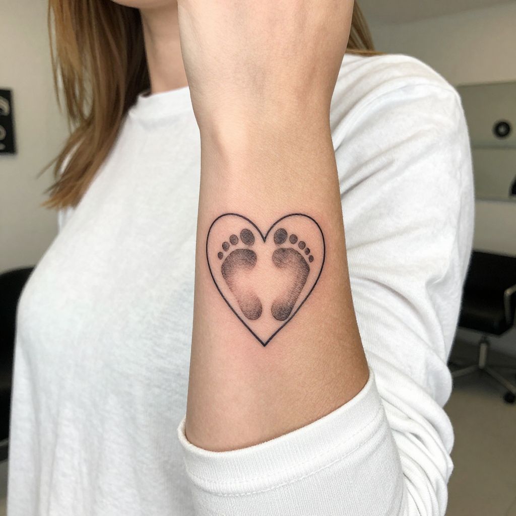 Baby Footprint with Heart Outline