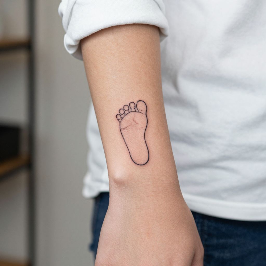 Minimalist Baby Footprint with Line Art
