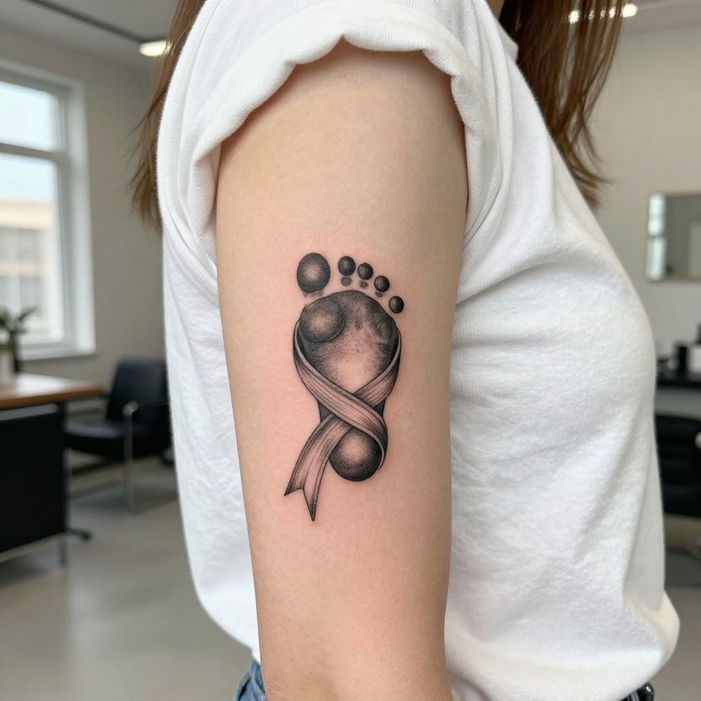 Footprint with Ribbon or Bow