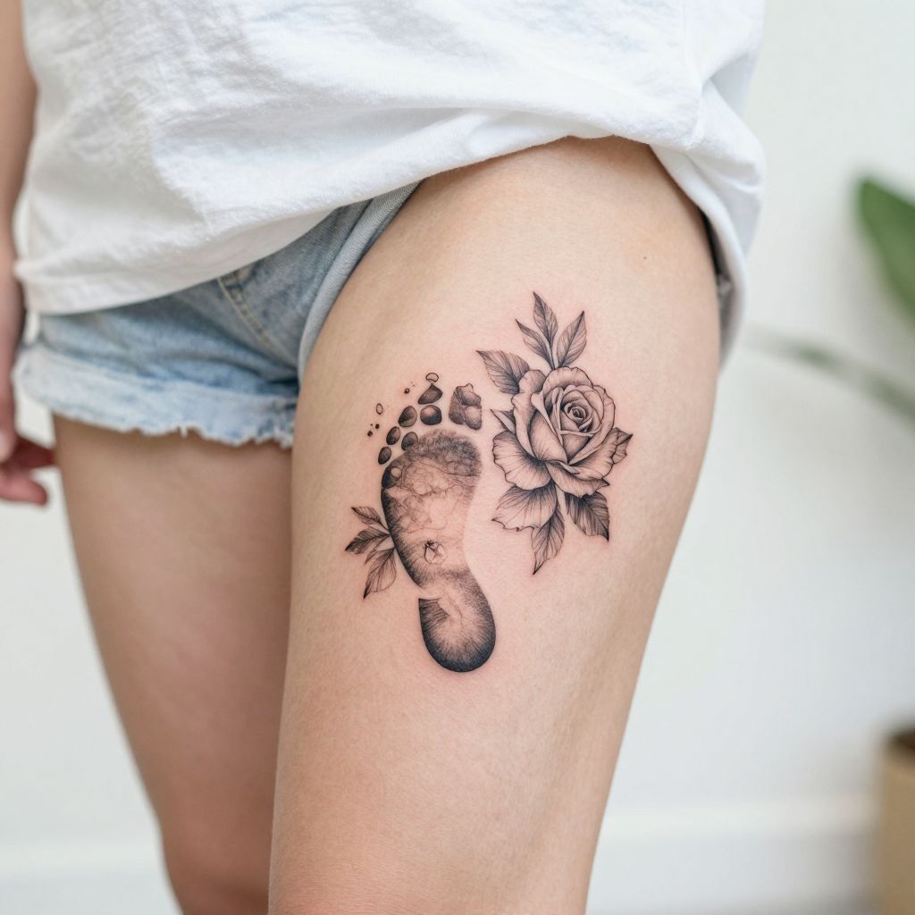 Footprint with Floral Accents