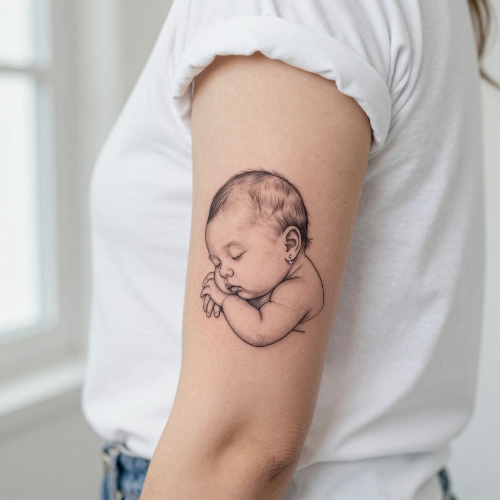 Tiny Baby Portrait Outline