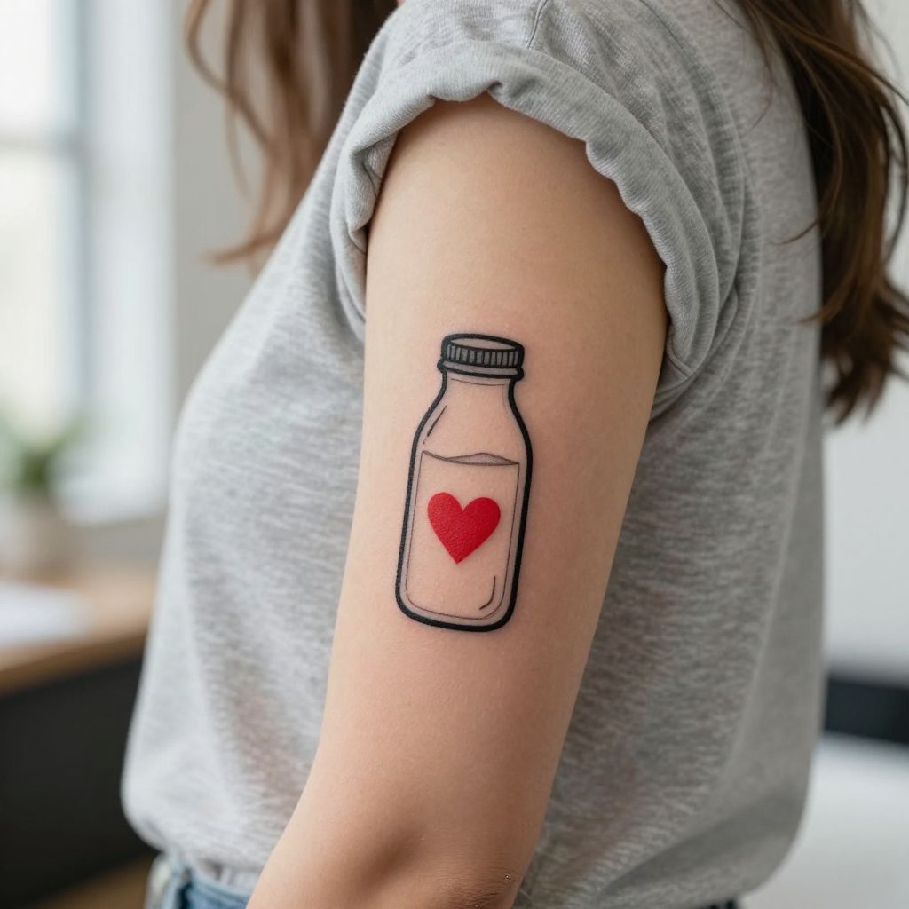 Tiny Milk Bottle with Heart