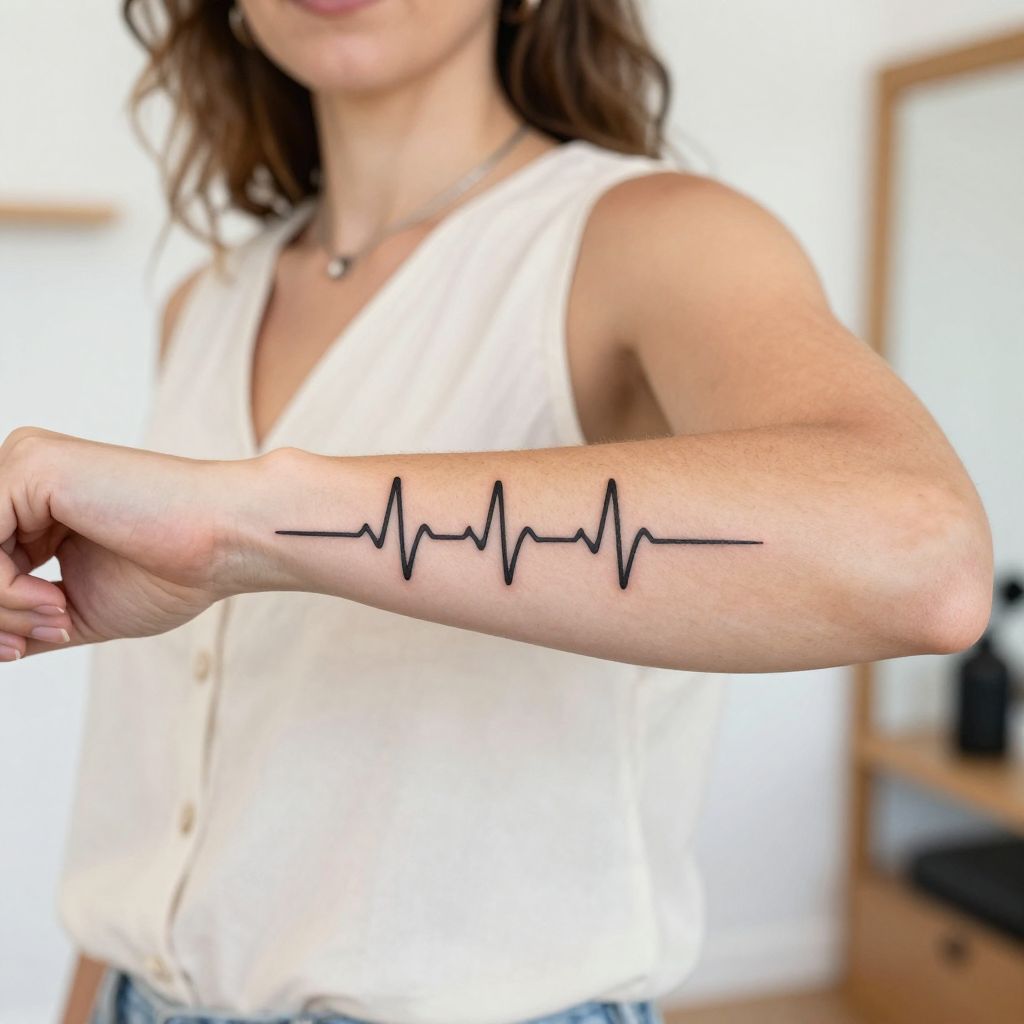 Baby Name with Tiny Heartbeat Line