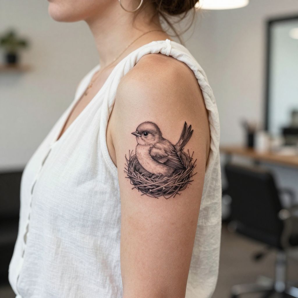 Tiny Baby Bird and Nest