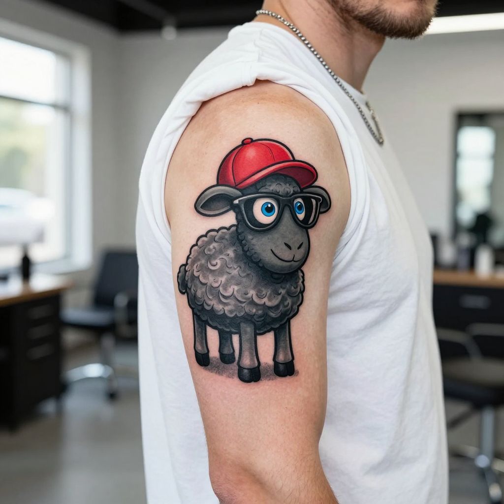 Cartoony Black Sheep with Attitude