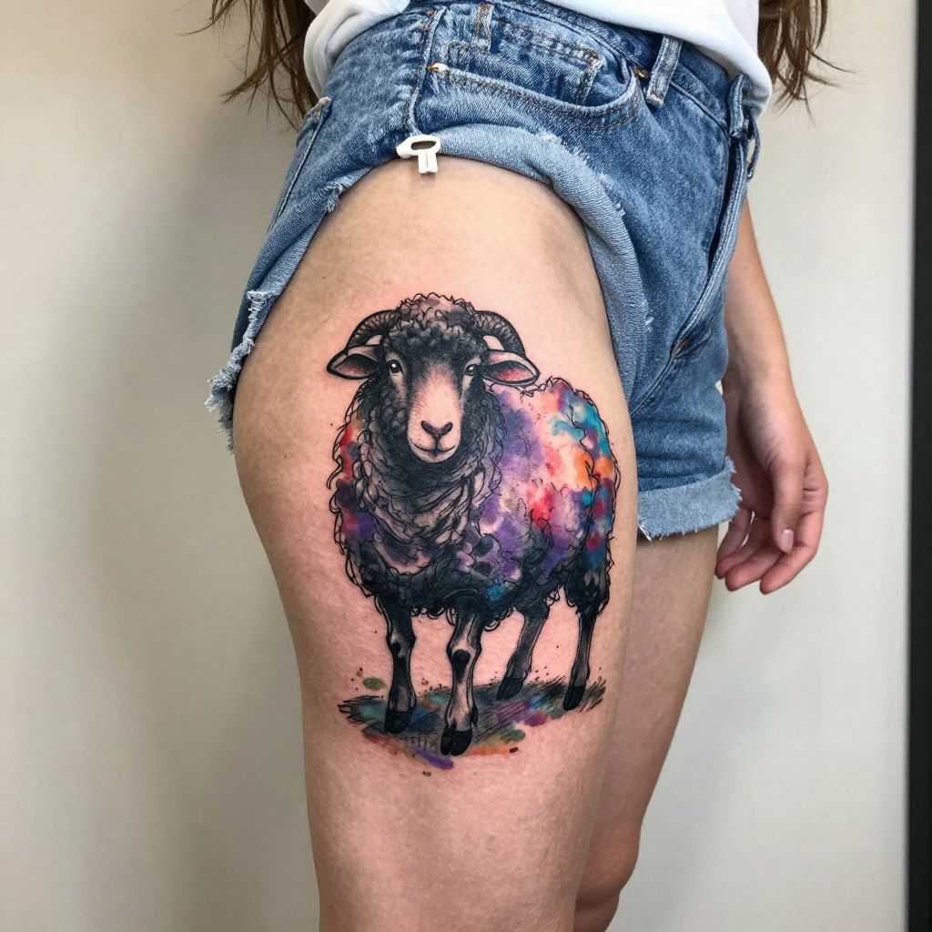 Watercolor Black Sheep Splash