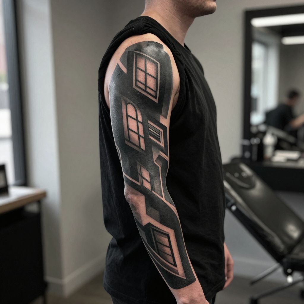 blackout tattoo ideas full sleeve blackout with sharp negative space