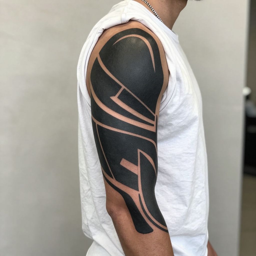 blackout tattoo ideas blackout half sleeve with cutout panels