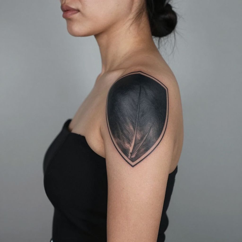blackout tattoo ideas blackout shoulder cap with soft fade edges
