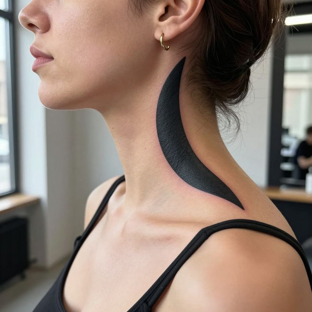 blackout tattoo ideas blackout neck side piece with clean curves