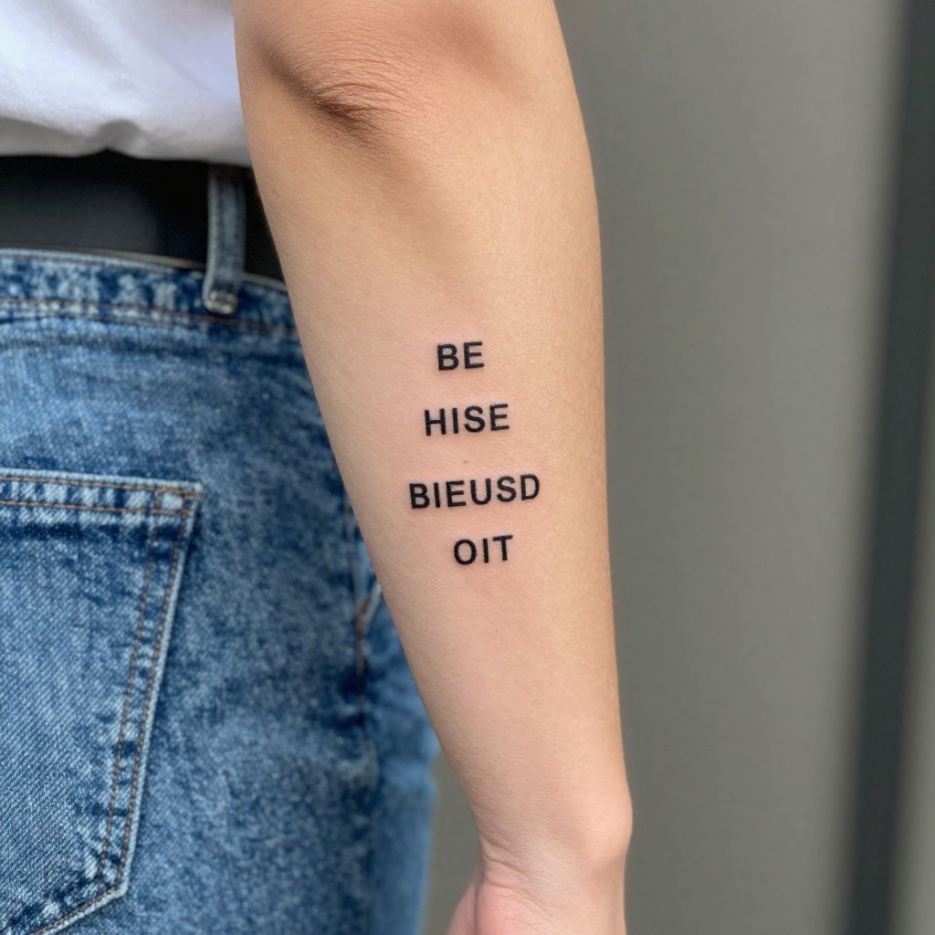 Blessed Stacked Words With Date tattoo idea