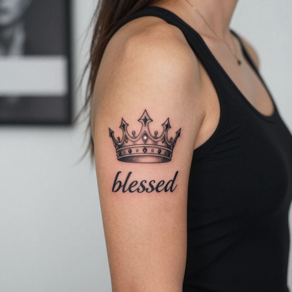 Blessed Crown With Subtle Gems tattoo idea