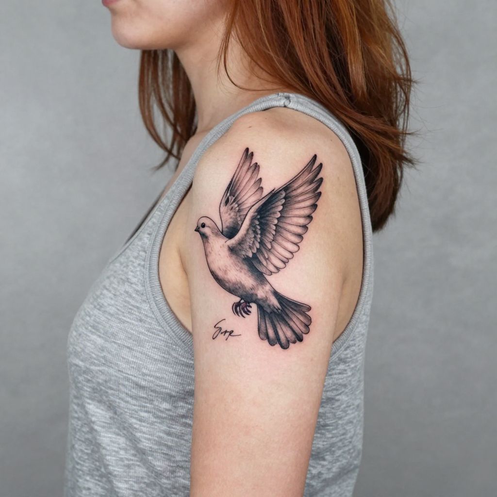 Blessed Dove In Flight tattoo idea
