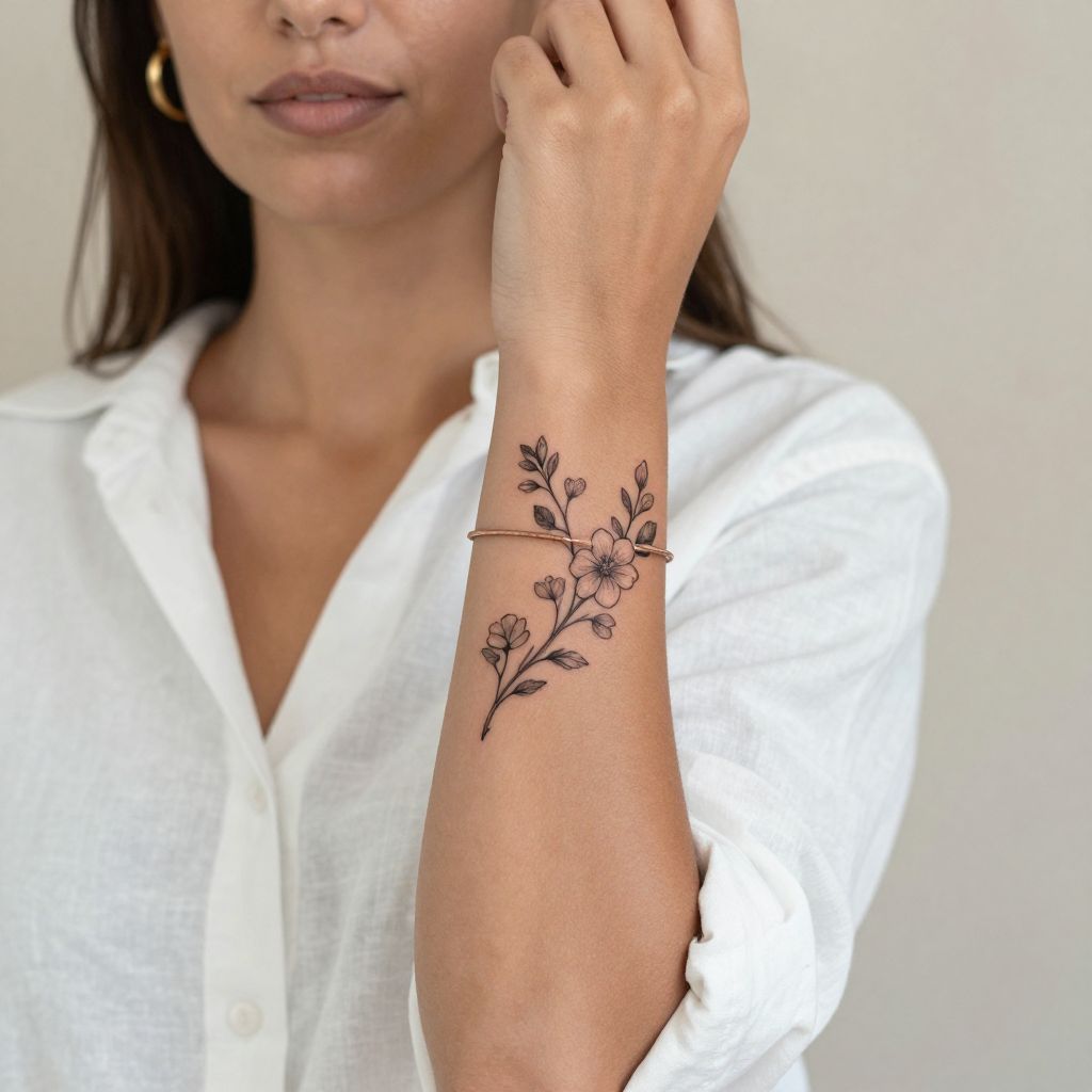 Fine Line Floral Bracelet