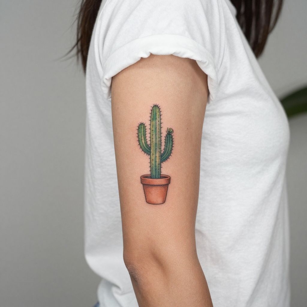Small single cactus on the forearm