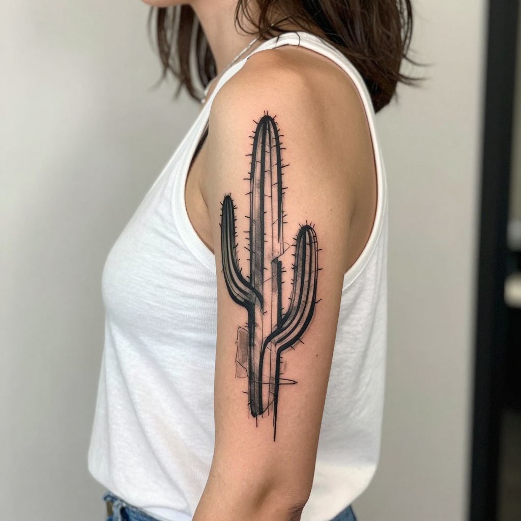 Abstract cactus line work