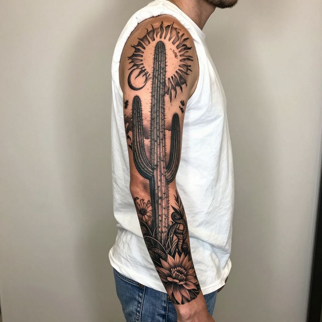 Large cactus sleeve focal piece