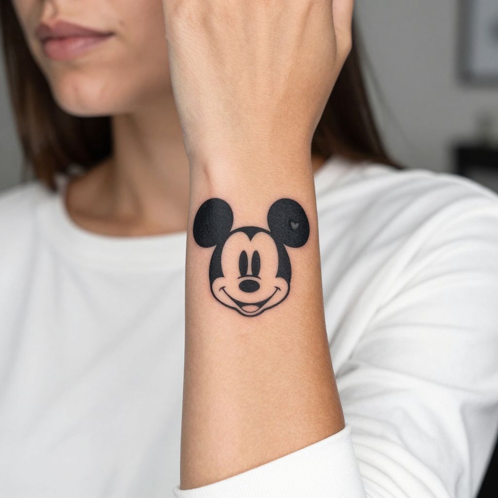 Classic Mickey Mouse Silhouette cartoon tattoo idea