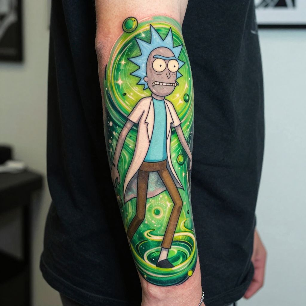 Rick and Morty Portal Scene cartoon tattoo idea