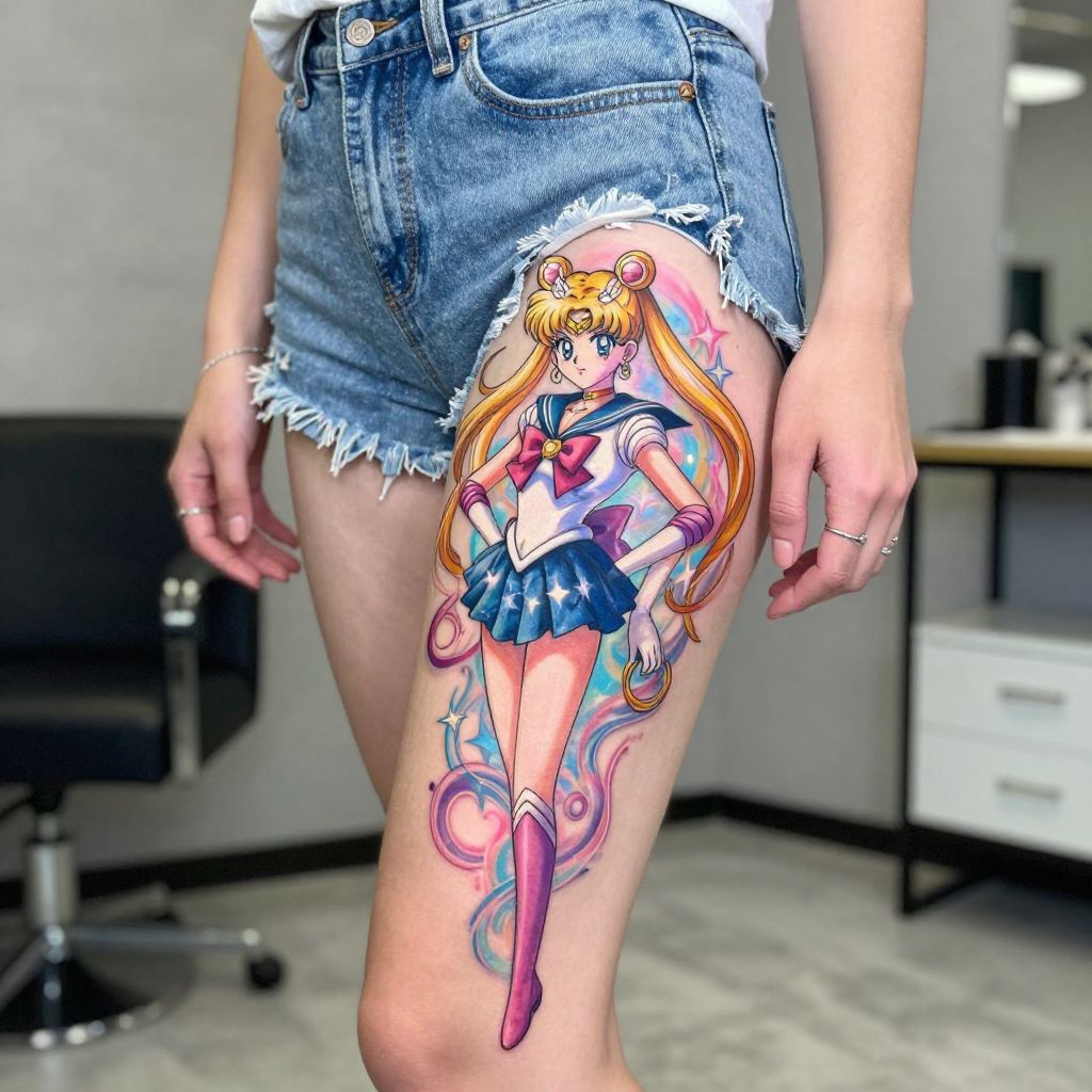 Sailor Moon Transformation cartoon tattoo idea