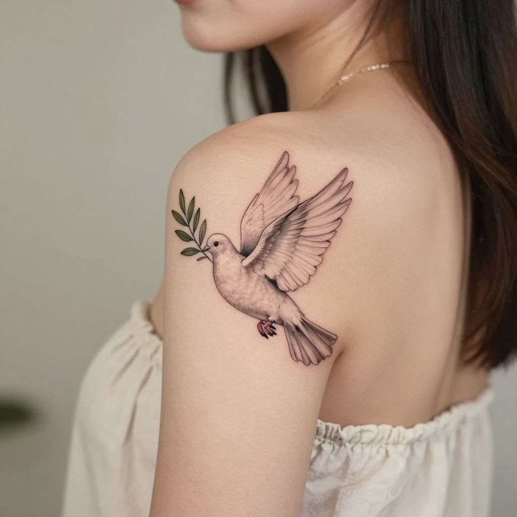 Dove With Olive Branch tattoo idea