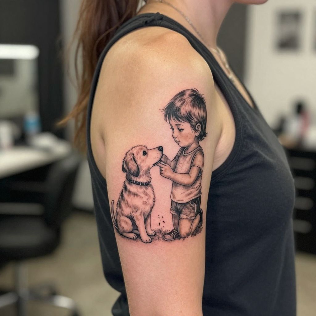 Child and Animal Companion tattoo idea