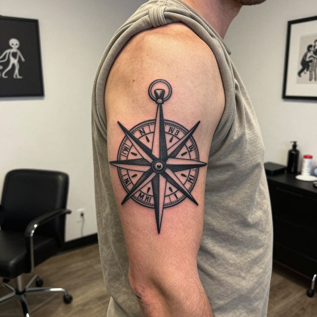 Children Name Compass tattoo idea