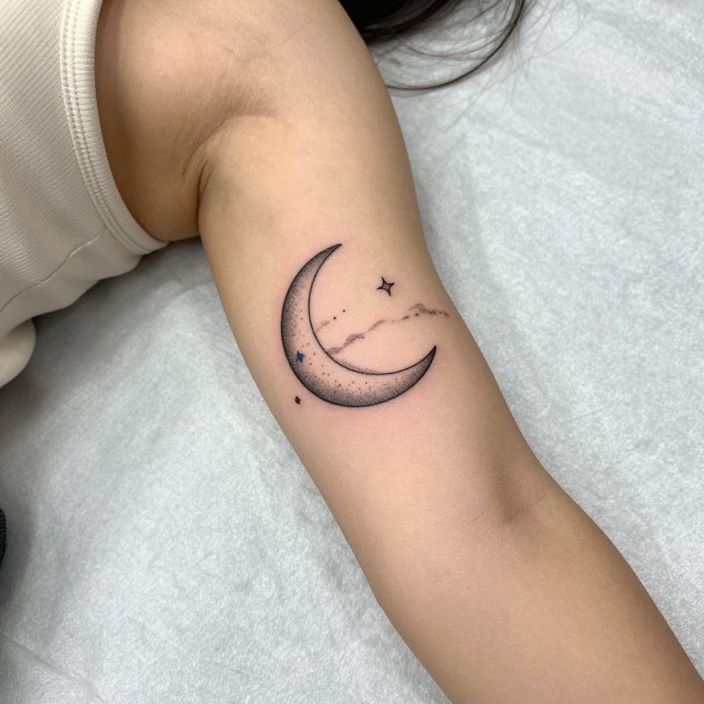 Sleeping Child Moon Scene tattoo idea