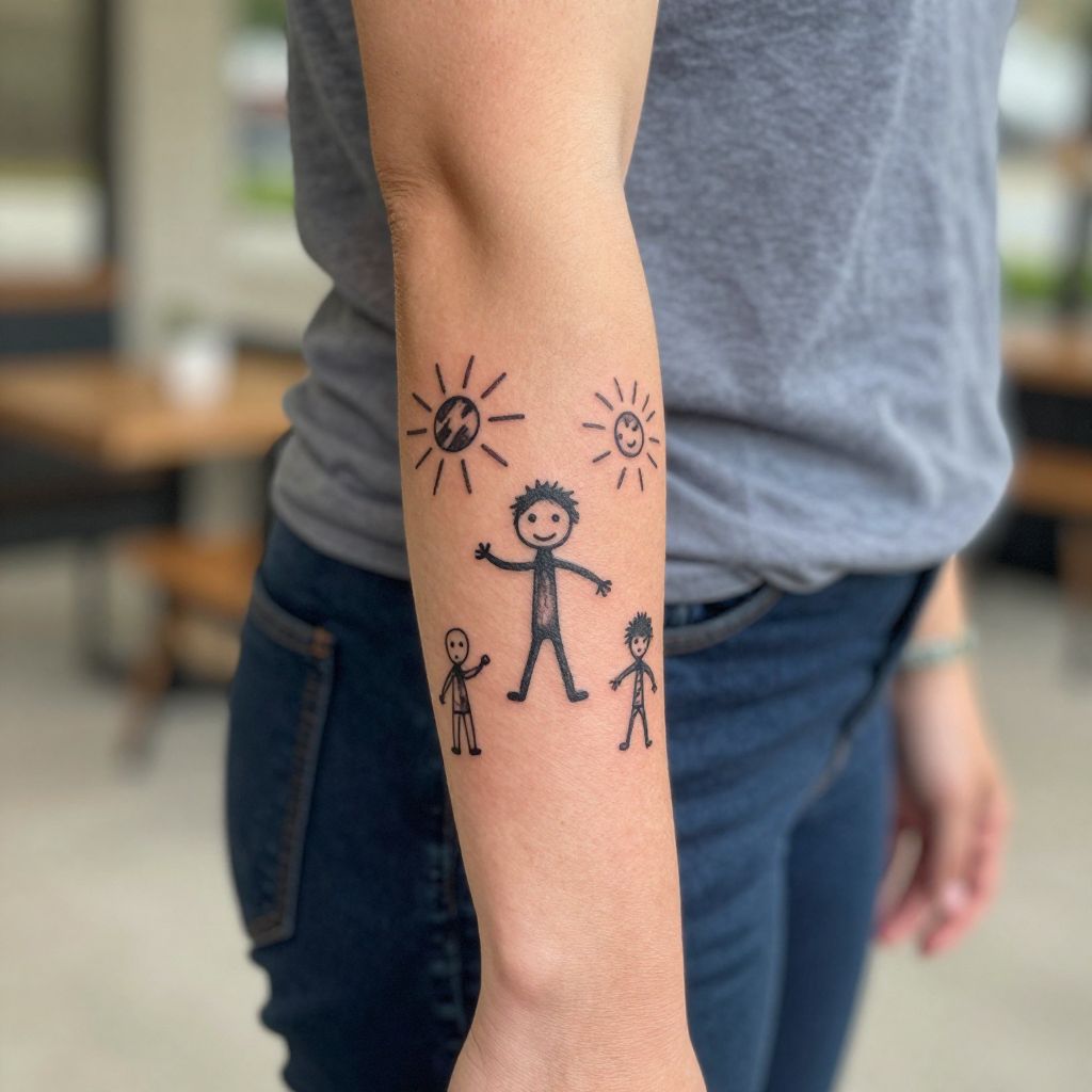 Child Drawing Tattoo idea