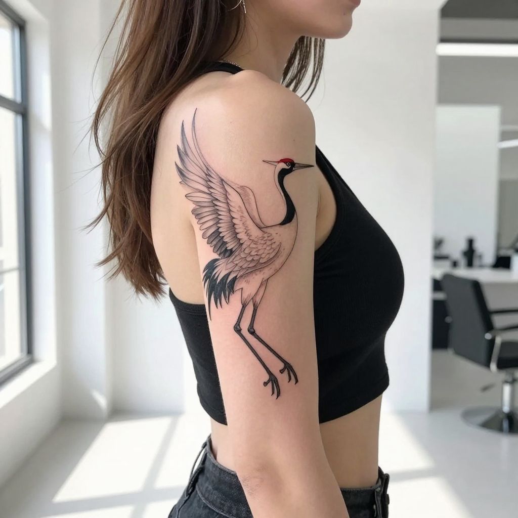 Chinese Crane Rib Tattoo