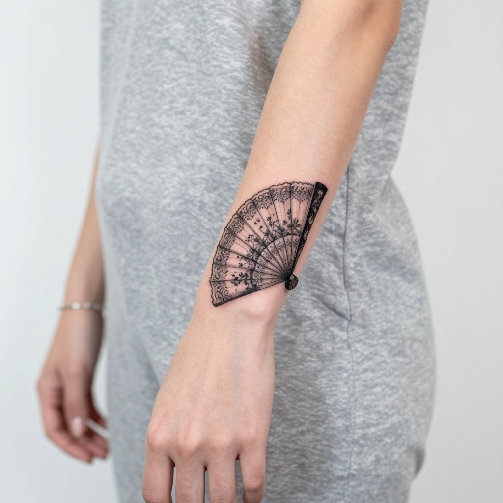 Chinese Fan Wrist Tattoo