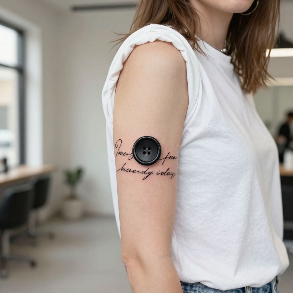 Black Button with Coraline Quote