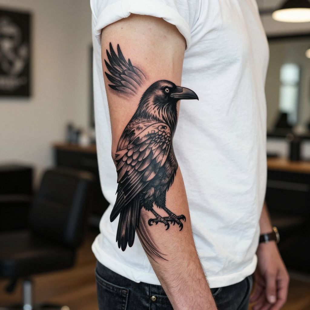 Norse Raven cover up tattoo ideas male
