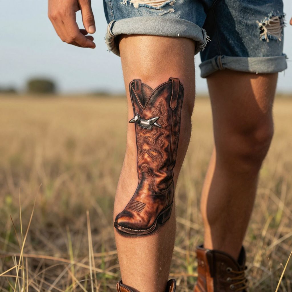 Cowboy Boot with Spurs tattoo idea