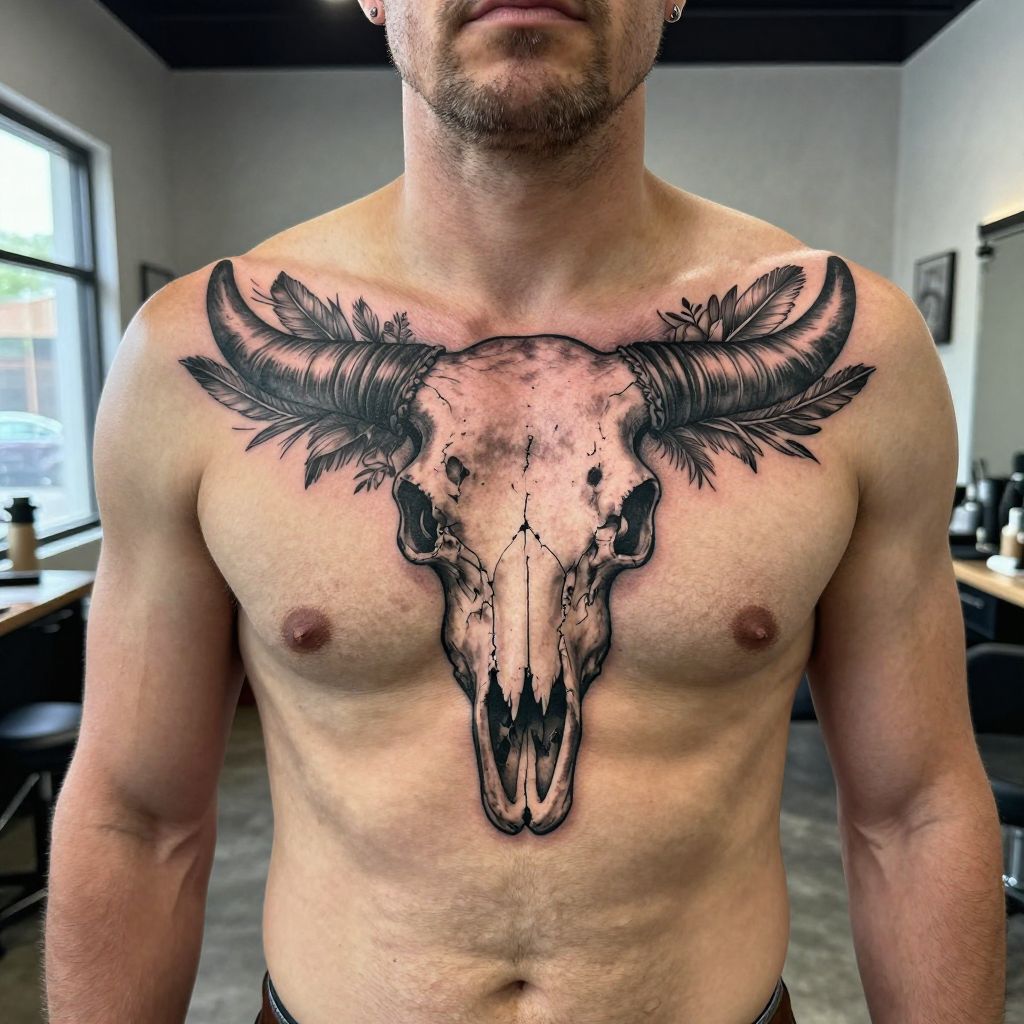 Longhorn Skull tattoo idea