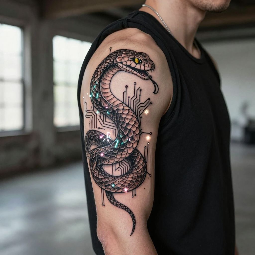 Circuit Snake cyberpunk tattoo idea