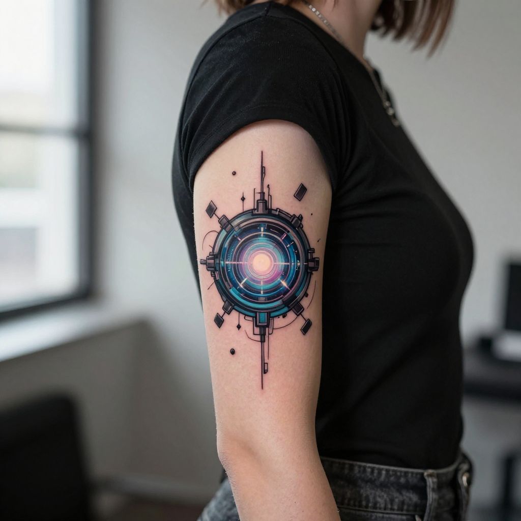 Data Core Orb cyberpunk tattoo idea