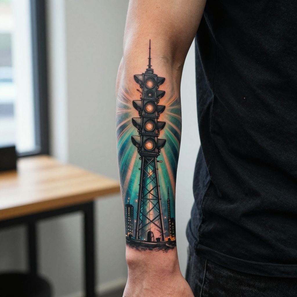 Signal Tower cyberpunk tattoo idea