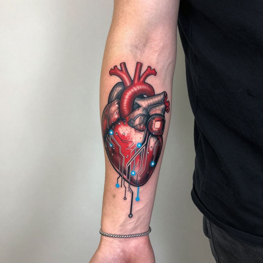Circuit Heart cyberpunk tattoo idea