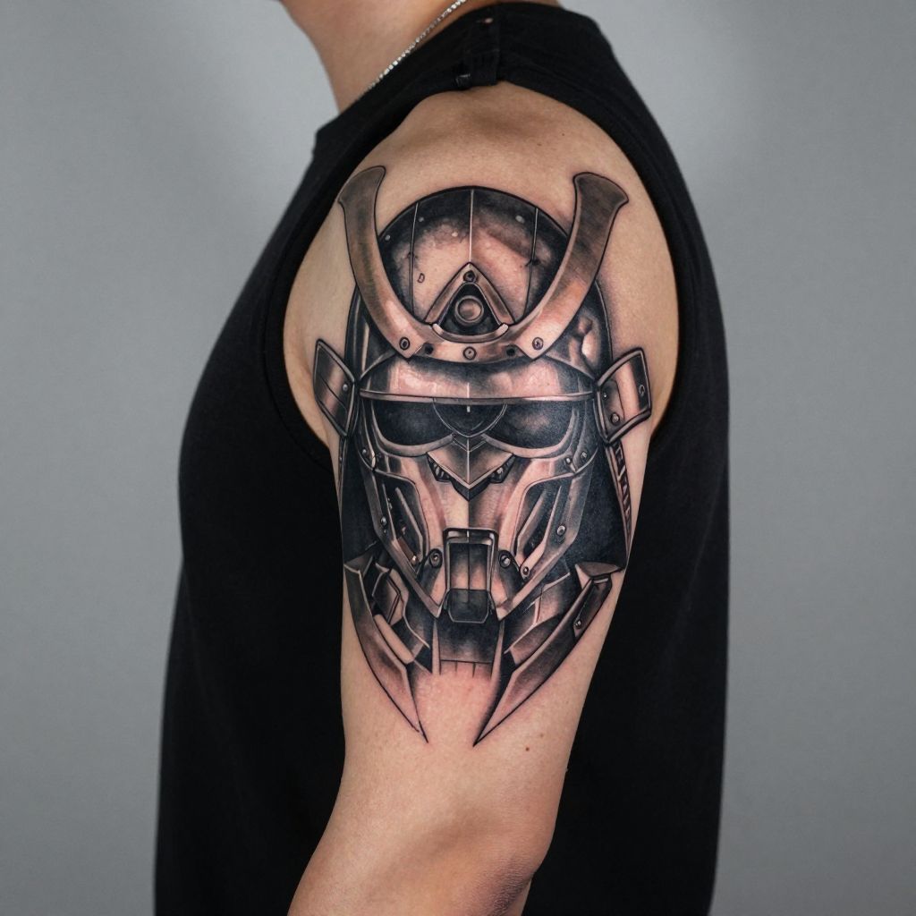 Mecha Mask cyberpunk tattoo idea