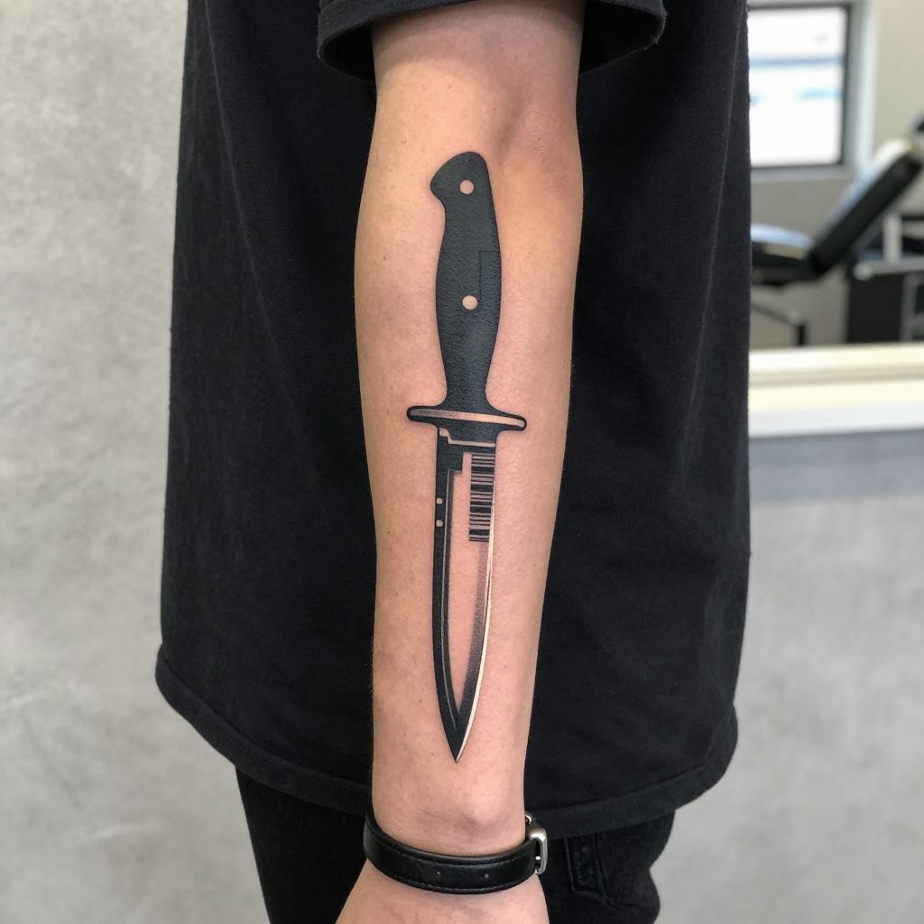 Barcode Blade cyberpunk tattoo idea