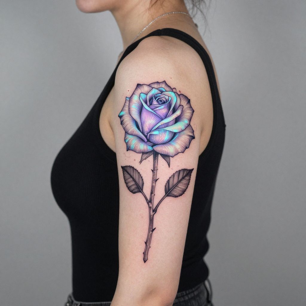 Hologram Rose cyberpunk tattoo idea