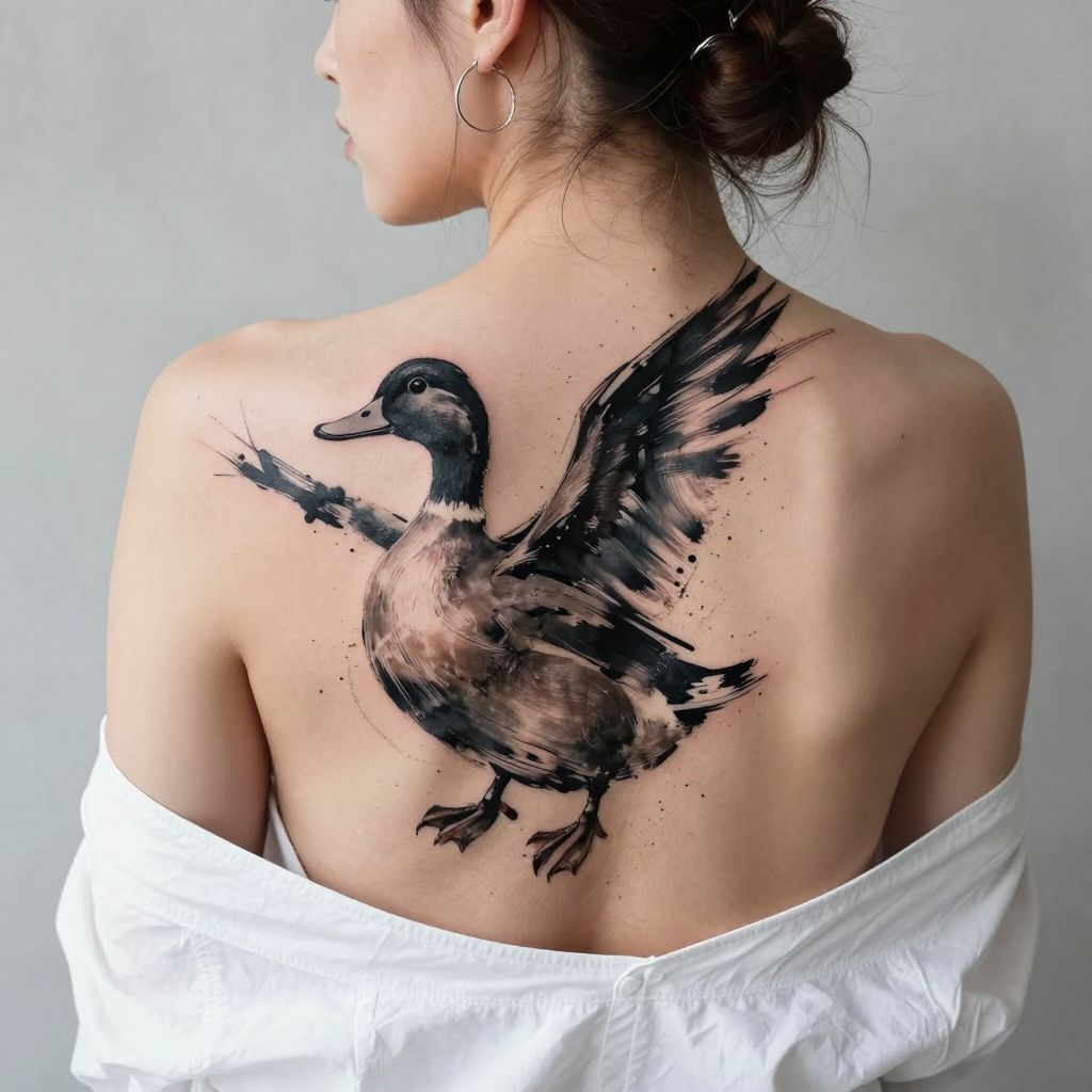 Abstract Duck with Bold Brush Strokes