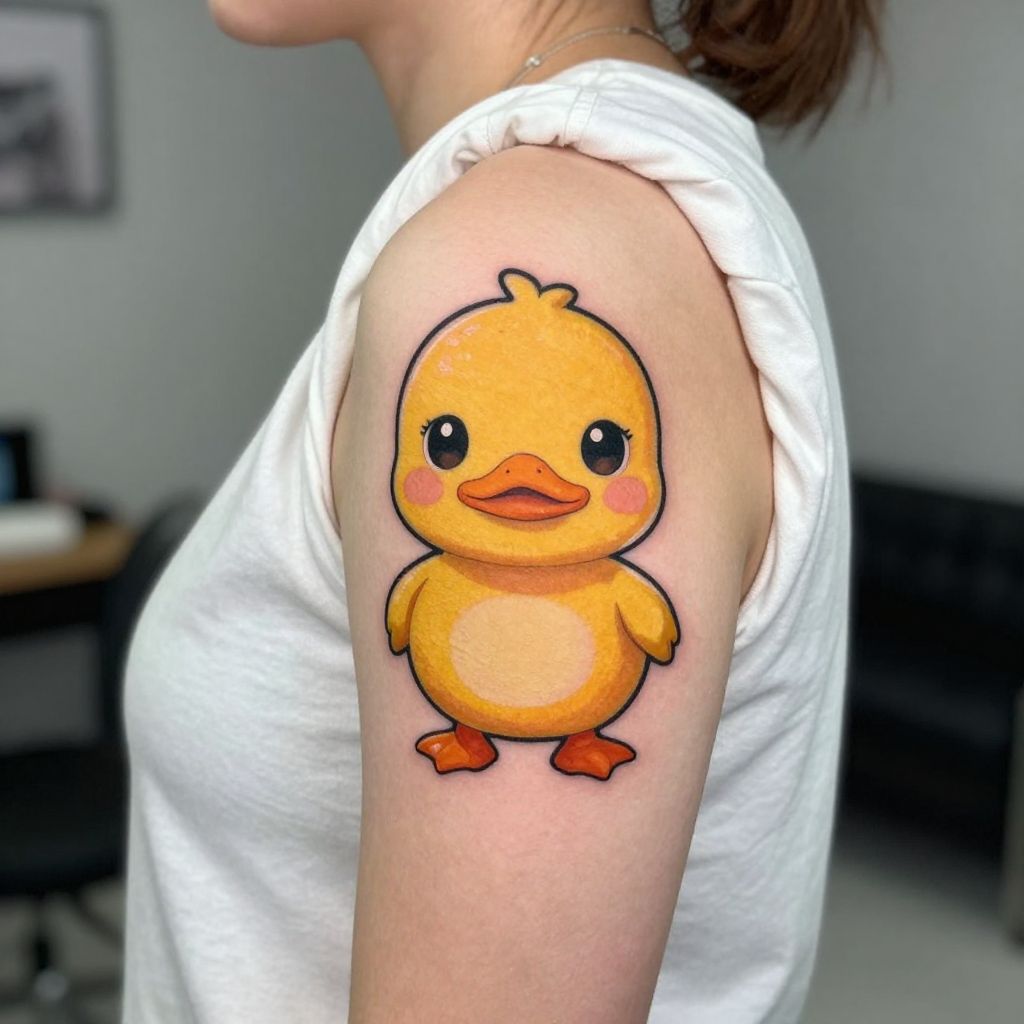 Chibi Style Baby Duck with Big Eyes