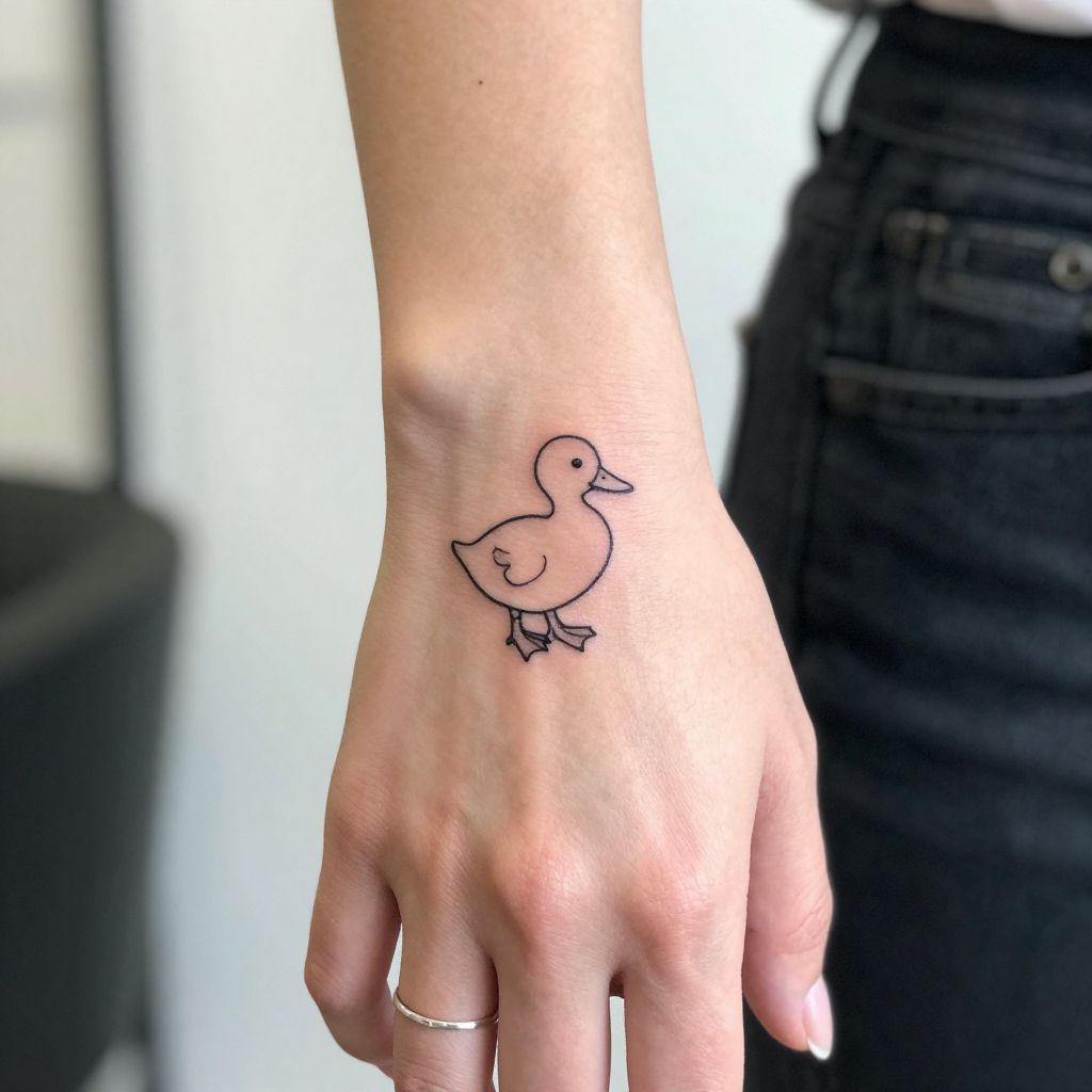 Small Cute Duckling Outline