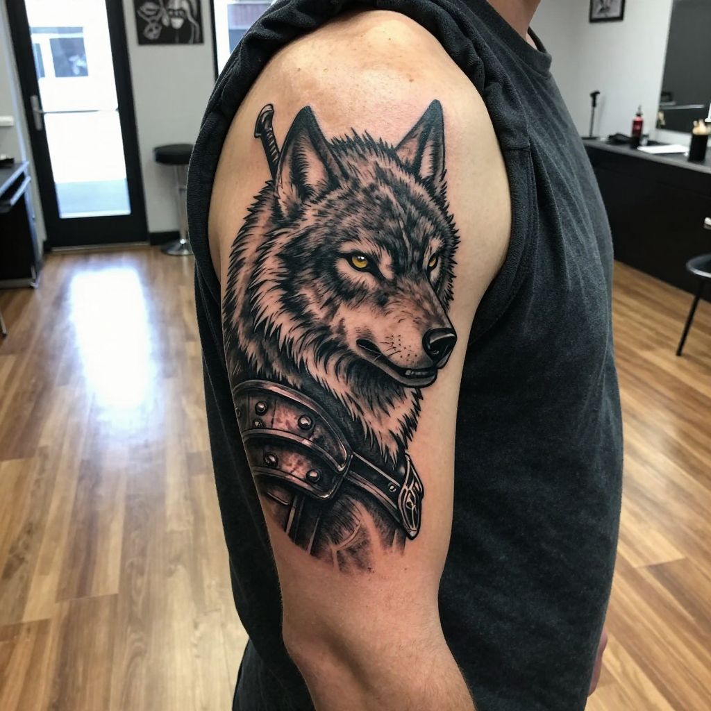 Blaidd wolf warrior tattoo